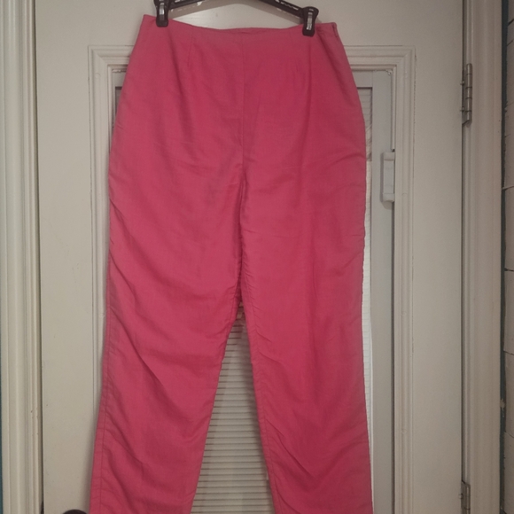 Lilly Pulitzer Preppy Resort Wear Hot Pink Flat Front Linen/Cotton Pants, 10! - Picture 2 of 11